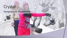  Presentation with spanish food and wine - PPT theme having christmas dove - winter women give food background and a  colored foreground