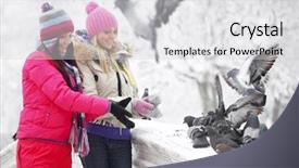  Presentation with give - Amazing slide deck having christmas dove - winter women give food backdrop and a light gray colored foreground