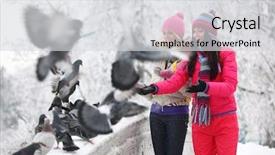  Presentation with christmas food - Theme enhanced with christmas dove - winter women give food background and a light gray colored foreground