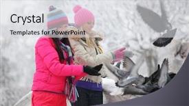  Presentation with dove - Slides having christmas dove - winter women background and a light gray colored foreground