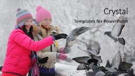  Presentation with dove - Presentation having christmas dove - winter women background and a light gray colored foreground