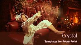  Presentation with girl christmas - Presentation theme featuring christmas-dreams-portrait background and a tawny brown colored foreground