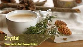  Presentation with coffee cup - Cool new PPT theme with christmas drinks - cup of coffee on napkin backdrop and a  colored foreground