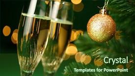  Presentation with two glasses of champagne - Audience pleasing PPT layouts consisting of christmas drinks - festive champagne glasses backdrop and a tawny brown colored foreground