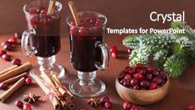  Presentation with mulled wine - PPT theme with christmas drinks - glass of mulled wine background and a tawny brown colored foreground