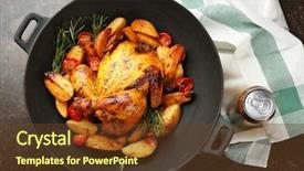  Presentation with grilled chicken - Amazing PPT theme having christmas drinks - grilled beer can chicken backdrop and a tawny brown colored foreground