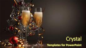 Presentation with champagne - Cool new PPT theme with christmas drinks - two champagne glasses ready backdrop and a wine colored foreground