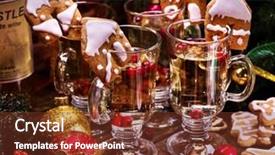  Presentation with christmas candles - Colorful PPT theme enhanced with christmas drinks in the amount of four pieces candles and christmas balls backdrop and a tawny brown colored foreground
