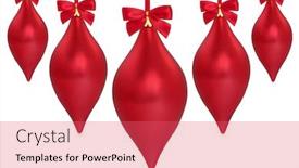  Presentation with droplet - PPT theme enhanced with christmas droplet shaped red baubles isolated over white background with reflection background and a coral colored foreground