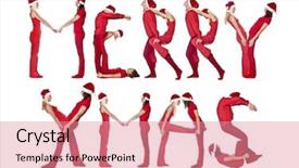  Presentation with group - Cool new theme with christmas elf - group of red dressed people backdrop and a  colored foreground