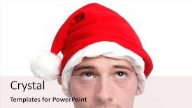  Presentation with santa - Colorful PPT layouts enhanced with christmas elf - santa hat and man looking backdrop and a lemonade colored foreground