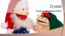  Presentation with elves - Presentation theme with christmas elf - santa puppet giving one background and a white colored foreground