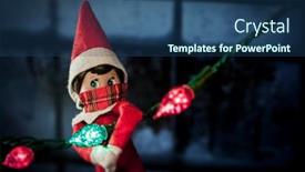  Presentation with elf - Theme having christmas-elf-on-the-shelf background and a ocean colored foreground
