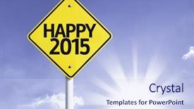  Presentation with road stop sign - Cool new presentation with christmas emoticon - happy 2015 road sign backdrop and a sky blue colored foreground
