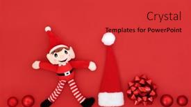  Presentation with red bow - PPT theme enhanced with christmas-eve-traditional-santa-symbols background and a red colored foreground