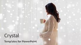  Presentation with tea cup - PPT layouts having christmas expectations - pregnancy drinks winter people background and a light gray colored foreground