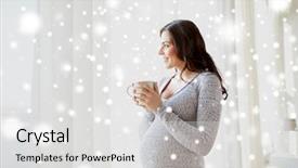  Presentation with pregnant woman - Theme enhanced with christmas expectations - pregnancy drinks winter people background and a light gray colored foreground