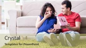  Presentation with planning family baby - Beautiful PPT theme featuring christmas expectations - young couple family expecting backdrop and a yellow colored foreground