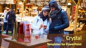  Presentation with fair - Slide set with christmas fair using mobilephone background and a tawny brown colored foreground