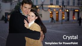  Presentation with winter - Audience pleasing theme consisting of christmas fall - happy man embracing smiling woman backdrop and a  colored foreground