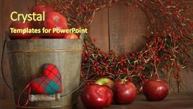  Presentation with christmas baking - Beautiful PPT theme featuring christmas fall - red apples in wood bucket backdrop and a tawny brown colored foreground