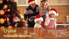  Presentation with children parents - Slides consisting of christmas family - children and parents preparing cookies background and a tawny brown colored foreground