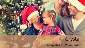  Presentation with christmas kids - Amazing PPT layouts having celebrating new year christmas tree backdrop and a coral colored foreground