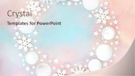  Presentation with white christmas - PPT theme having christmas-fantasy-white-bauble-wreath and a lemonade colored foreground