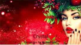  Presentation with makeup fashion model applying lipstick - PPT layouts having christmas fashion model woman xmas background and a red colored foreground