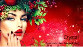  Presentation with girl christmas - Audience pleasing PPT theme consisting of christmas fashion model woman xmas backdrop and a red colored foreground