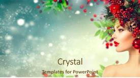  Presentation with makeup fashion model applying lipstick - PPT layouts consisting of christmas fashion model woman xmas background and a cream colored foreground