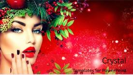  Presentation with girl christmas - Slides with christmas fashion model woman xmas background and a red colored foreground