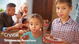  Presentation with kids - Cool new presentation with christmas feast - portrait of funny kids eating backdrop and a tawny brown colored foreground