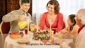  Presentation with thanksgiving dinner - Theme with christmas feast - portrait of happy family sitting background and a  colored foreground