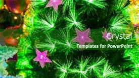  Presentation with optic - Cool new PPT theme with christmas-fiber-optic-decorated-tree backdrop and a forest green colored foreground