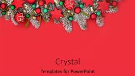  Presentation with festive season - Slide set featuring christmas-fir-snow-mistletoe background and a red colored foreground