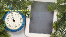  Presentation with fir tree - Slide deck enhanced with christmas fir tree and alarm clock over stone texture background xmas backdrop top view with copy space for your greetings background and a tawny brown colored foreground