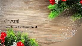  Presentation with fir tree - Beautiful PPT theme featuring christmas-fir-tree-branches backdrop and a coral colored foreground