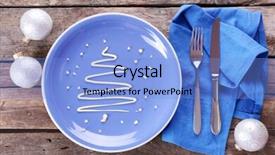  Presentation with mayonnaise - Slide deck having christmas fir tree made from mayonnaise on plate close up background and a light blue colored foreground