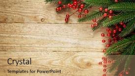  Presentation with fir tree - Colorful slides enhanced with christmas fir tree on wooden backdrop and a coral colored foreground