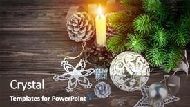  Presentation with year still life christmas - Cool new presentation with christmas firtree with burning candle decoration pinecone holiday card new year still life on wooden boaard copyspace backdrop and a dark gray colored foreground
