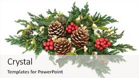  Presentation with cedar - Cool new PPT theme with christmas floral decoration with holly backdrop and a white colored foreground