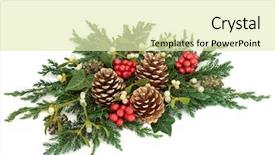  Presentation with christmas holly - Slide deck enhanced with christmas floral table decoration background and a soft green colored foreground