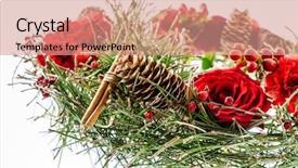  Presentation with white christmas - Slide deck featuring christmas flower - winter bouquet on the white background and a coral colored foreground