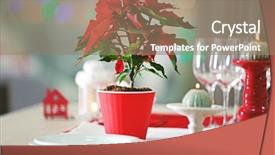  Presentation with christmas lights - Slide deck enhanced with christmas flower poinsettia on table background and a coral colored foreground