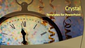  Presentation with champagne - Audience pleasing presentation theme consisting of christmas flyer - champagne glasses and clock backdrop and a tawny brown colored foreground