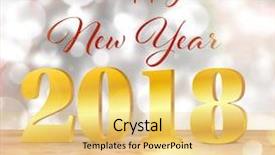 Presentation with happy new year - Slide set consisting of christmas flyer - message happy new year 2018 background and a yellow colored foreground