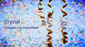  Presentation with confetti - PPT theme featuring christmas flyer - ribbons and confetti - new background and a sky blue colored foreground