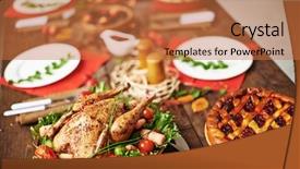  Presentation with roasted chicken - Amazing presentation design having christmas food - homemade pie and roasted chicken backdrop and a coral colored foreground