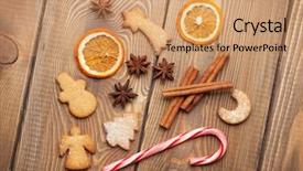  Presentation with christmas food - Presentation theme with food decoration with gingerbread cookies background and a coral colored foreground